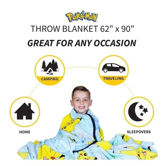🔥Franco Kids Bedding Super Soft Plush Throw Blanket 62” x 90” Pokemon BNWT🔥 - Picture 3 of 6